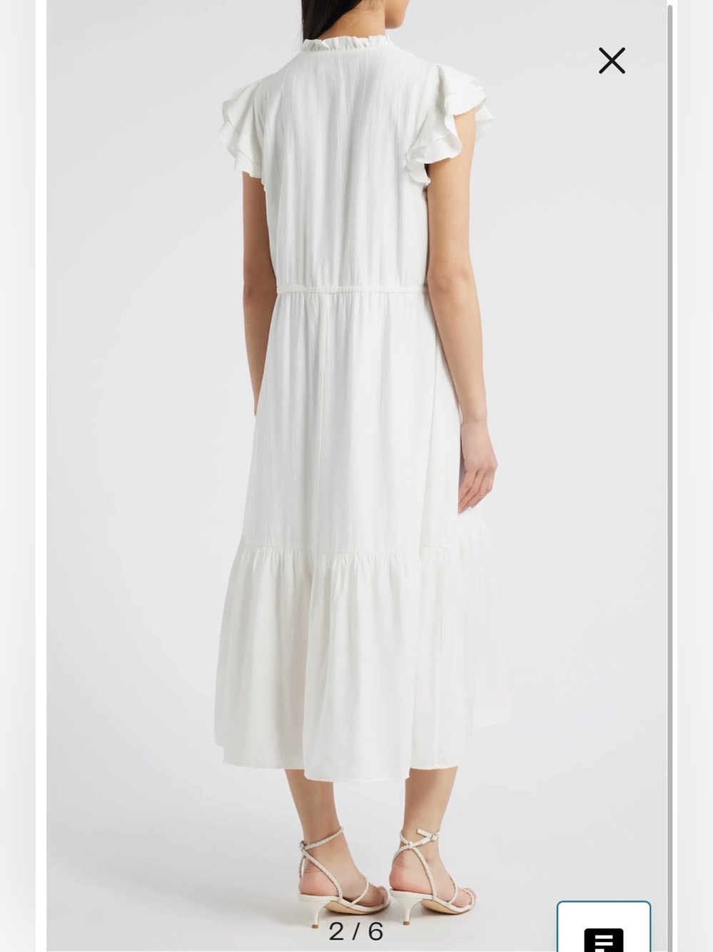 NWT- Julia Jordan Flutter Sleeve Midi Dress, White, size 12 - Picture 2 of 12